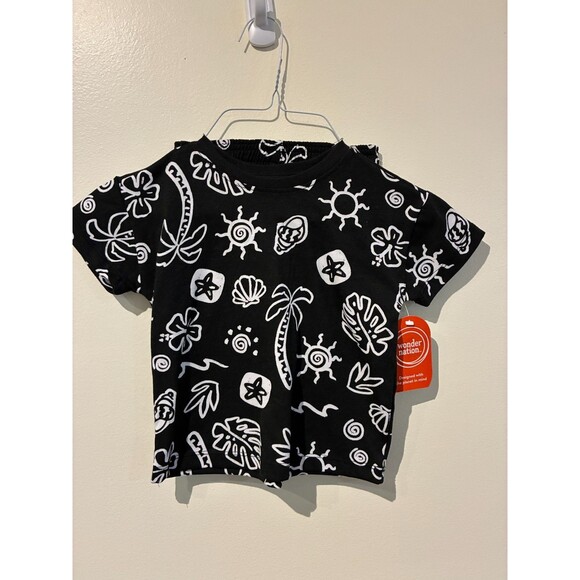 **3 for $20** NWT Wonder Nation Black Shirt & Shorts Outfit - 2T - Picture 1 of 3